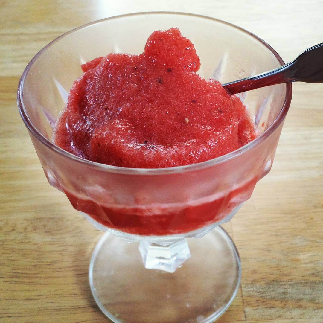 Strawberry, balsamic, black pepper sorbet