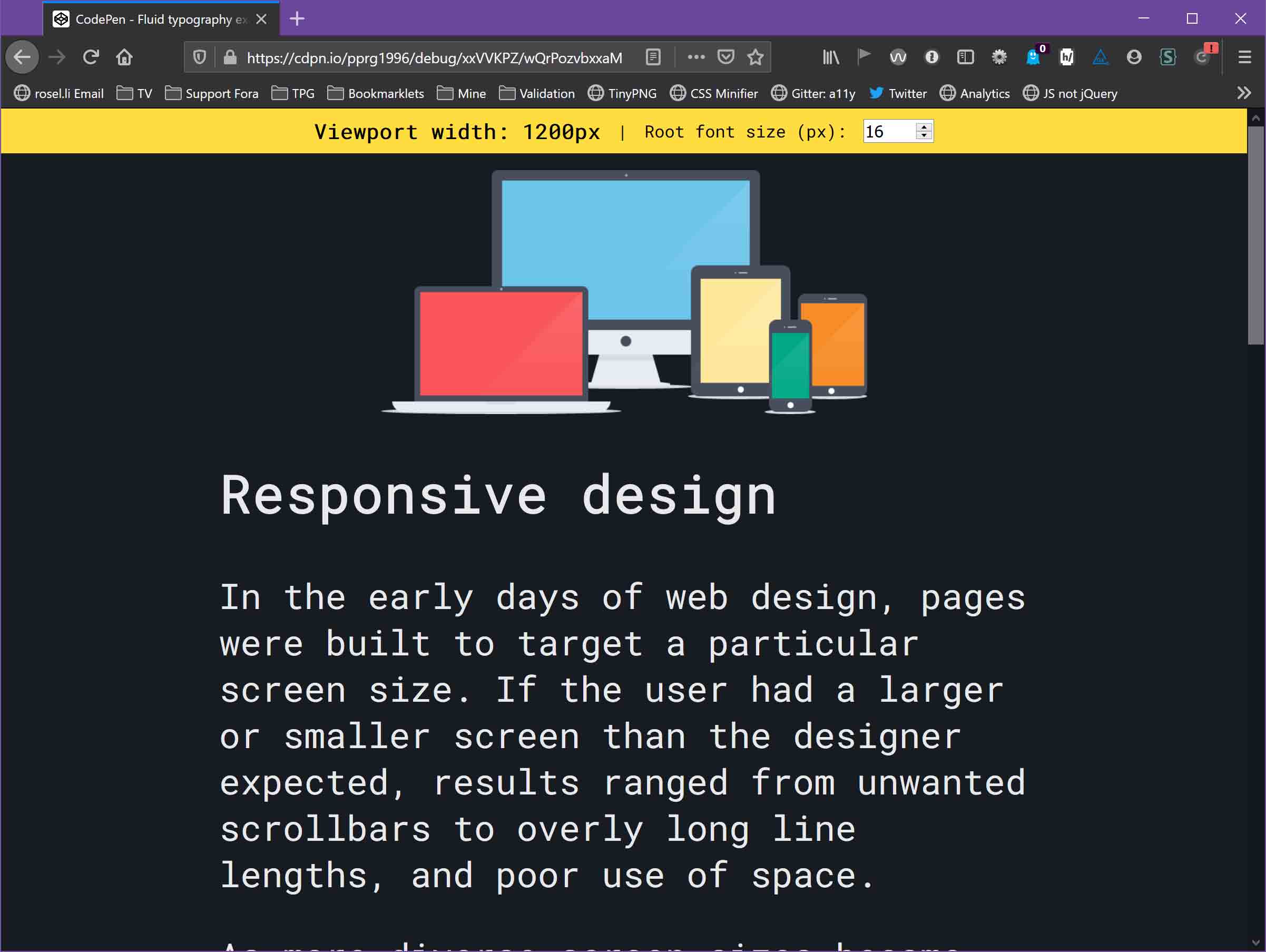 Unzoomed, about 7 lines of text fit in the window.